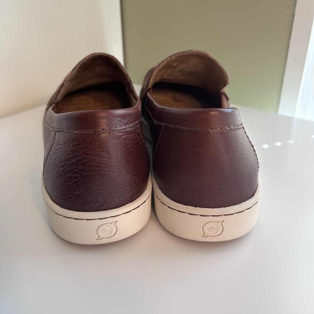Born Mens Axel Leather Loafer Slip On Shoes 12M Casual Sporty Brown Dark Tan EUC - Picture 4 of 10